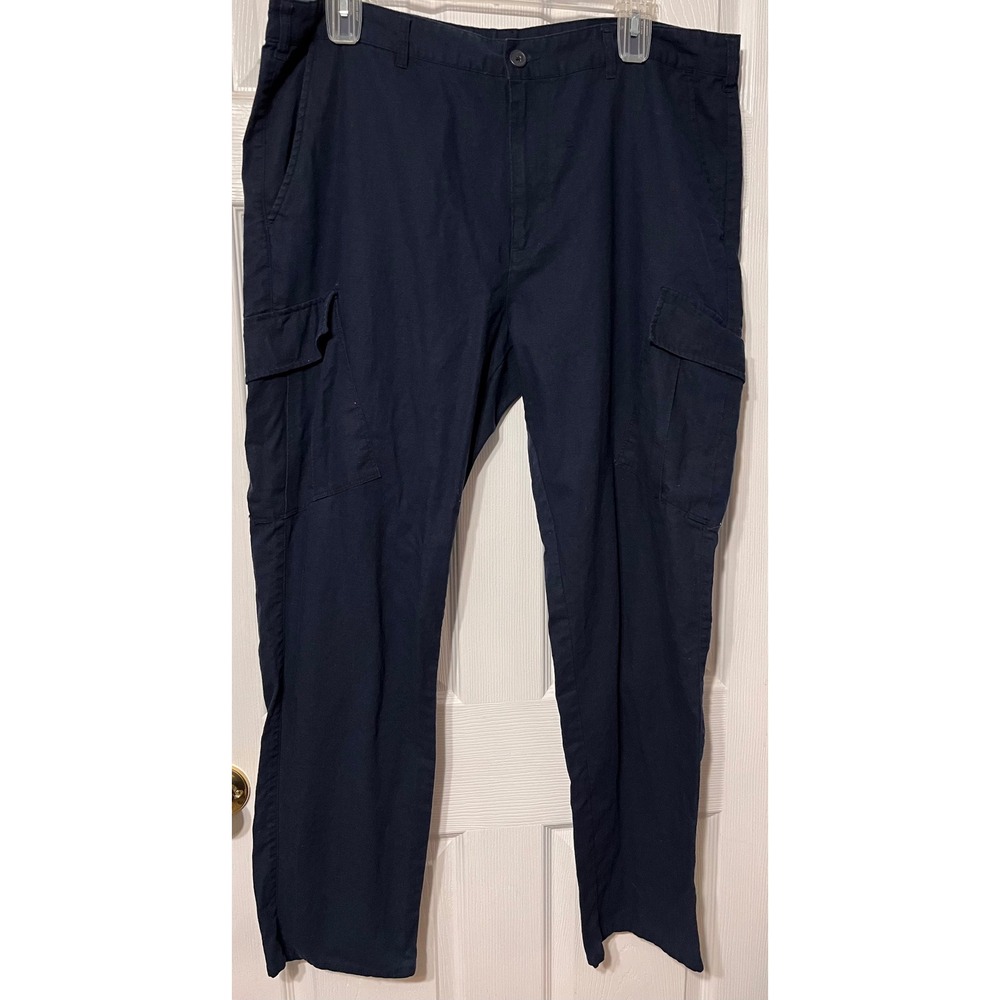 Sean John Mens Linen Cotton Cargo Pants Night Sky Navy Blue 40x32 NEW READ